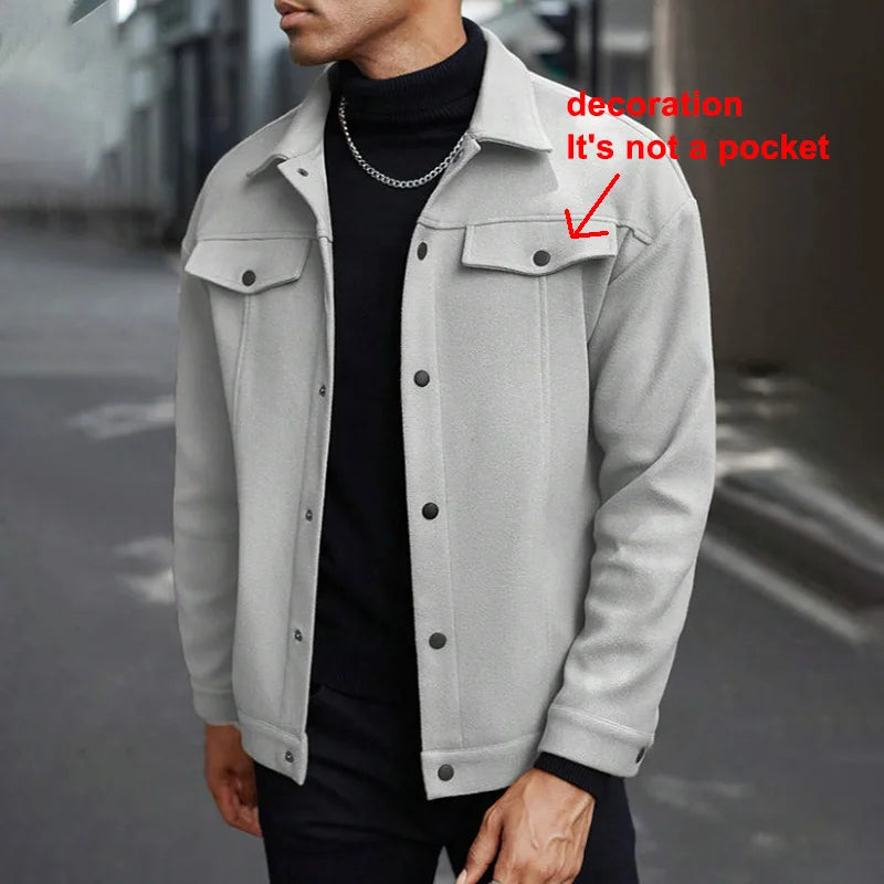 Minimalist Wool Look Overshirt Smart Casual