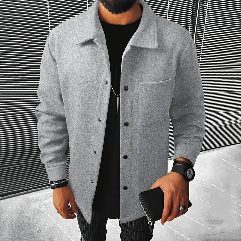 Minimalist Wool Look Overshirt Smart Casual