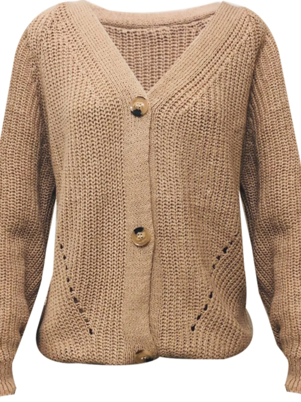 Women's Knit Button Cardigan V Neck Relaxed Fit