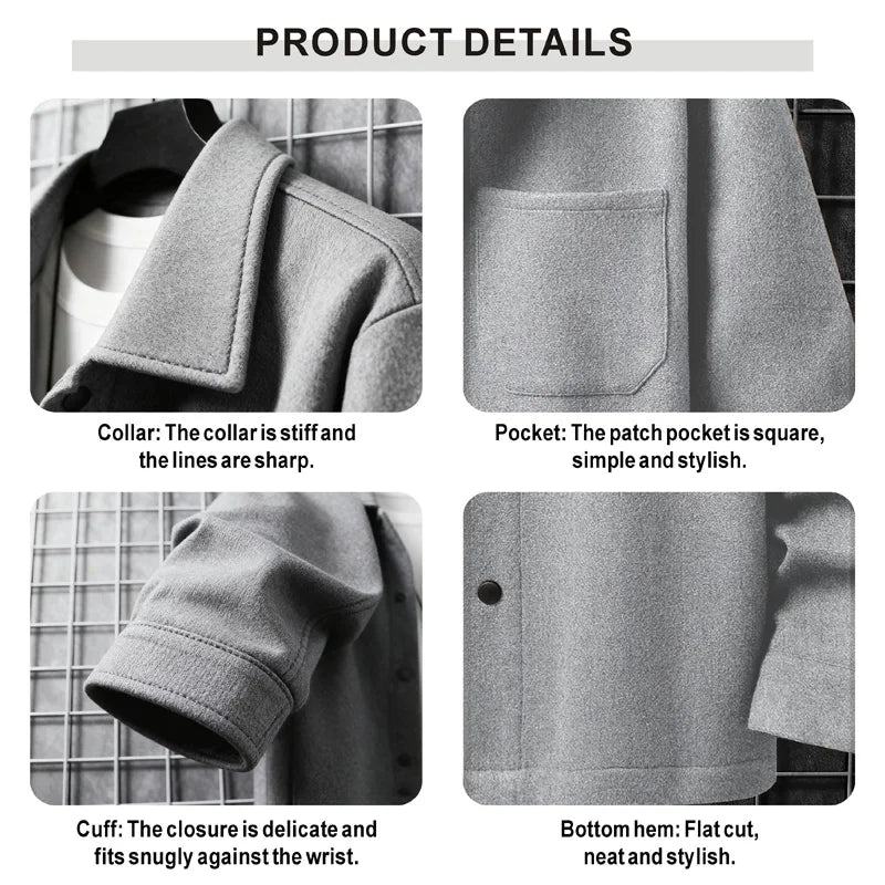 Minimalist Wool Look Overshirt Smart Casual