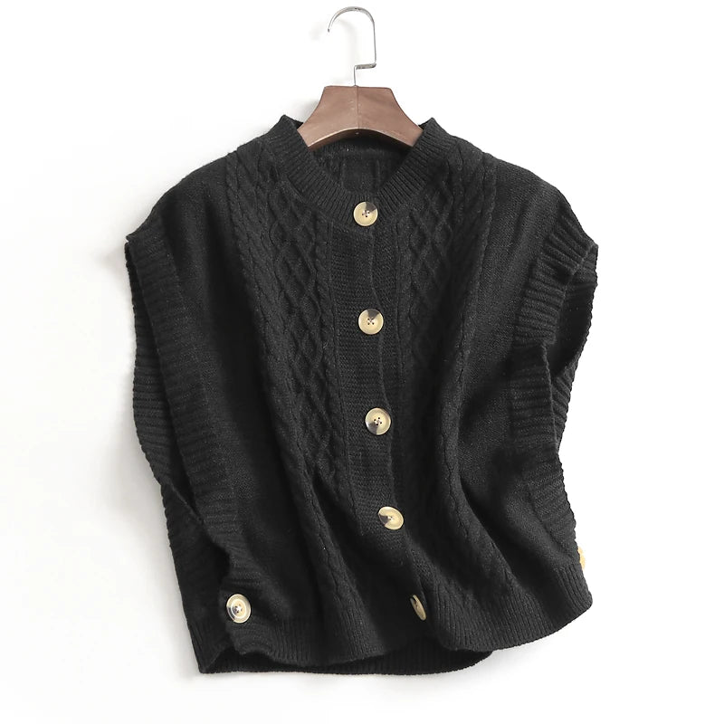 Elegant Button Front Knit Sweater Vest