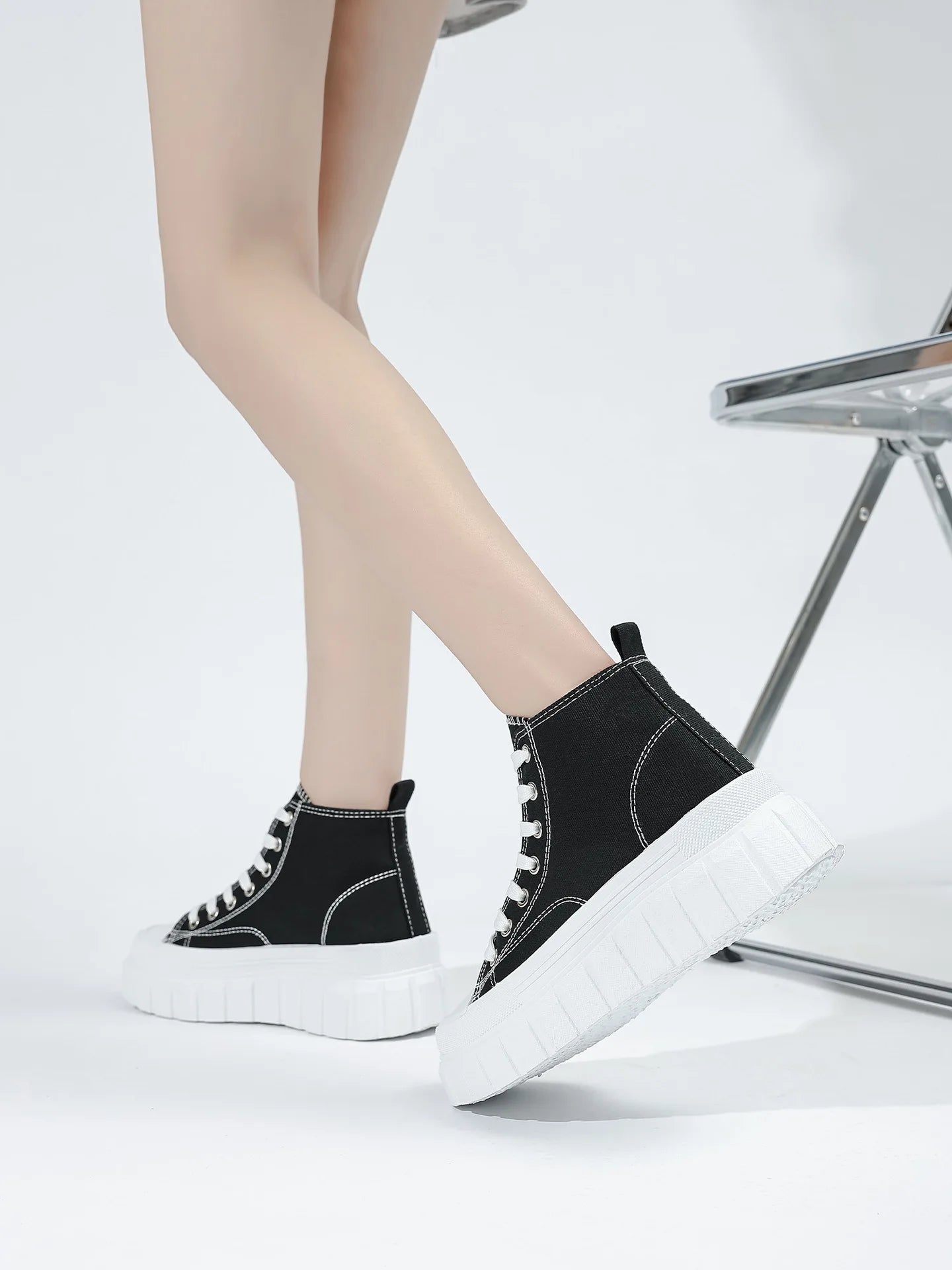 Casual Chunky Sole High Top Sneakers