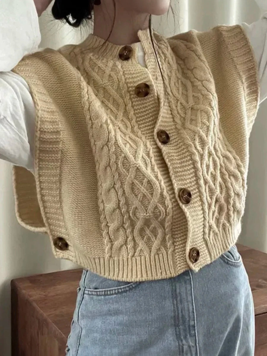 Elegant Button Front Knit Sweater Vest