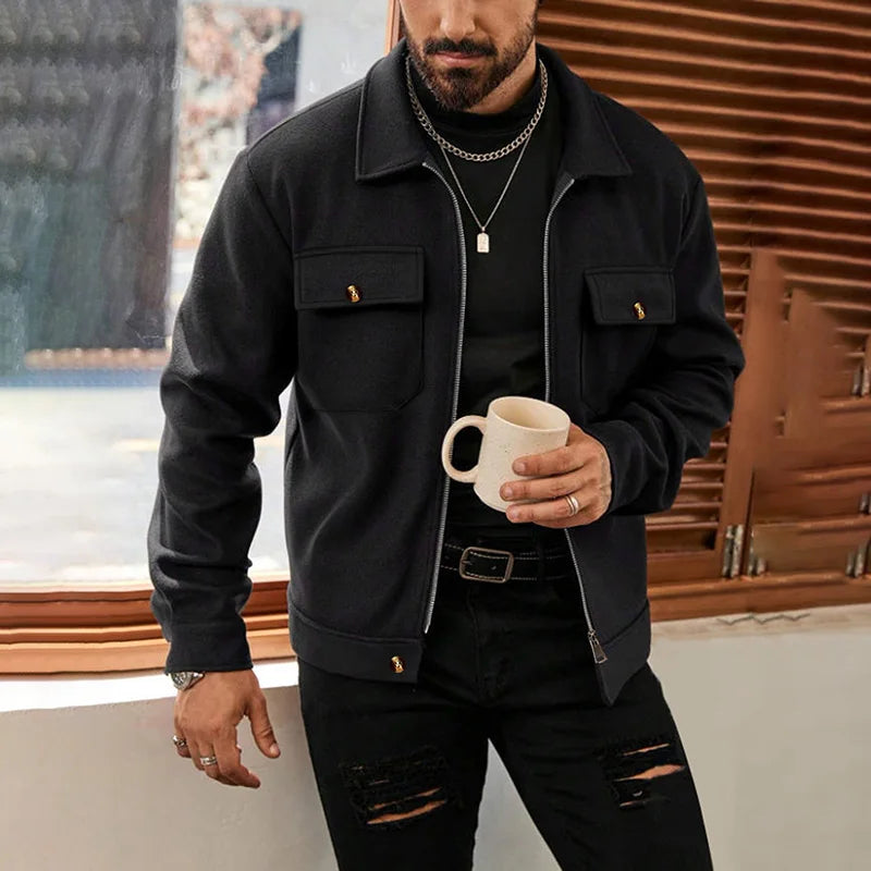 Minimalist Wool Look Overshirt Smart Casual