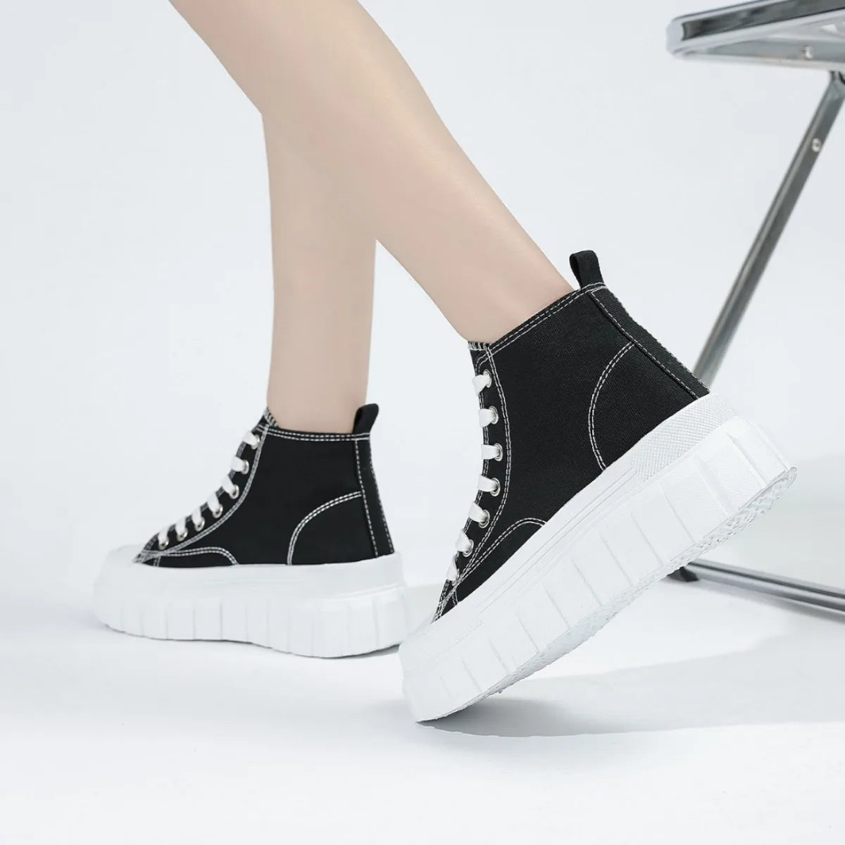 Casual Chunky Sole High Top Sneakers
