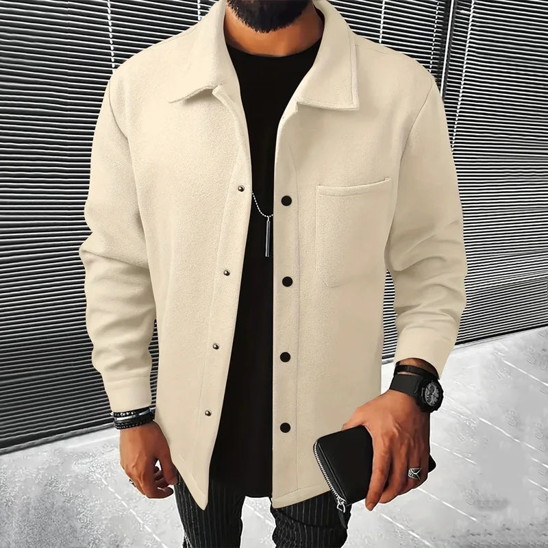 Minimalist Wool Look Overshirt Smart Casual