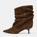 Chic Brown Slouch Boots with Low Heel